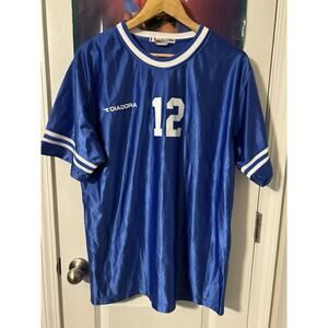#12 diadora jersey soccer blue size Large L